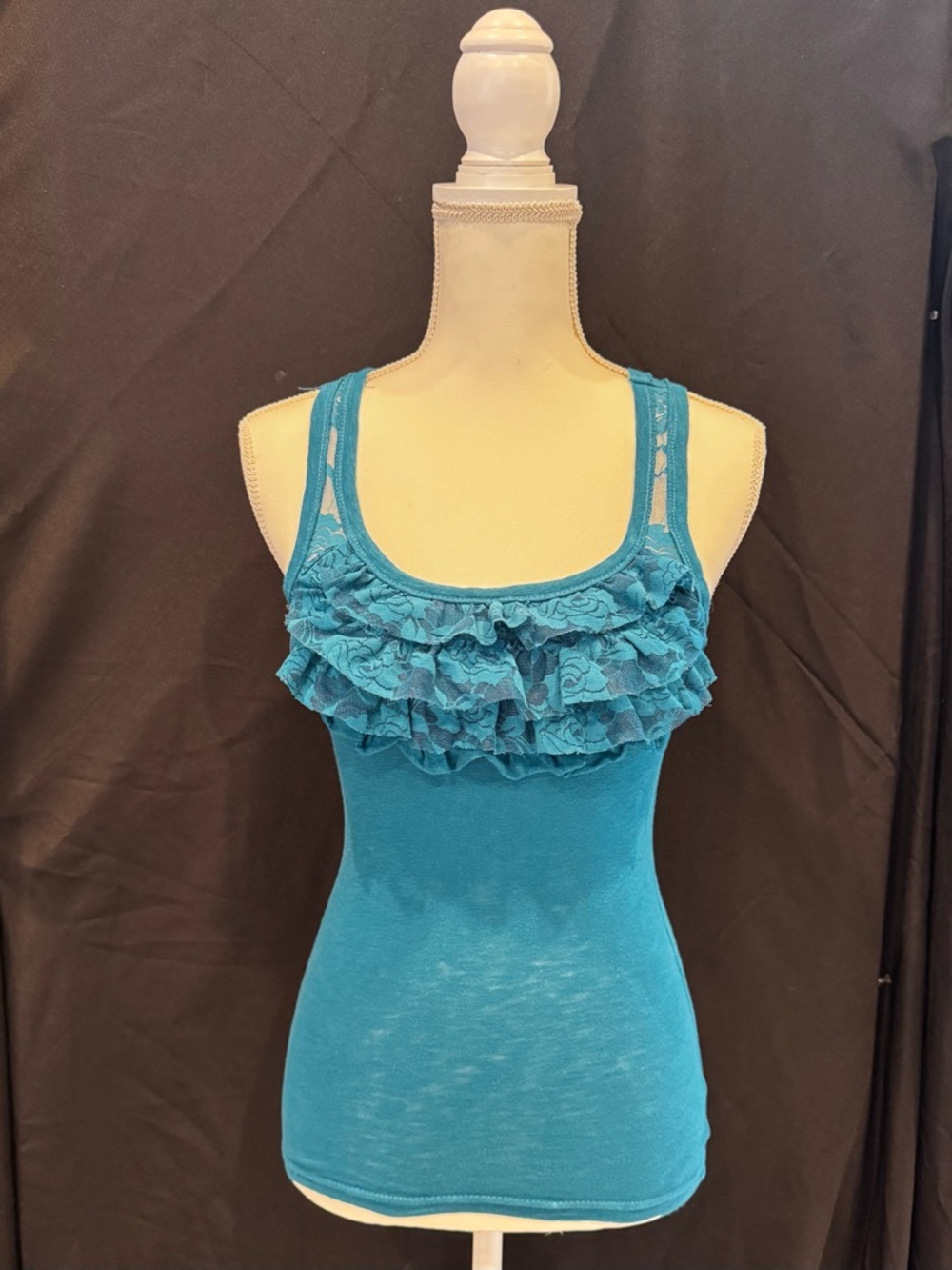 Women’s Teal Ruffled Tank Top